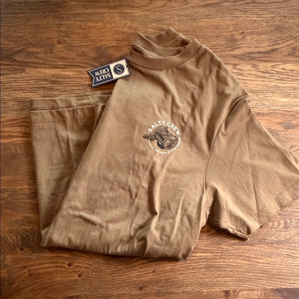 RARE 🐟 Salty Crew Brown Short Sleeve Tee! THRILL SEEKERS & RISK TAKERS 🐟 - Picture 11 of 12